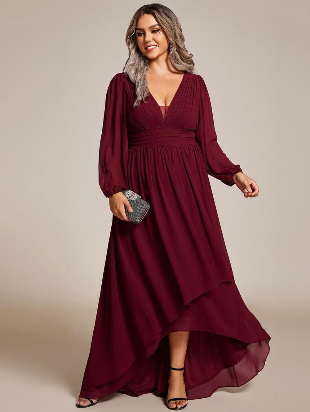 ✨Relisted✨NWT Plus Size V-Neck Long Sleeve A-Line Chiffon Bridesmaid Dress Sz 20